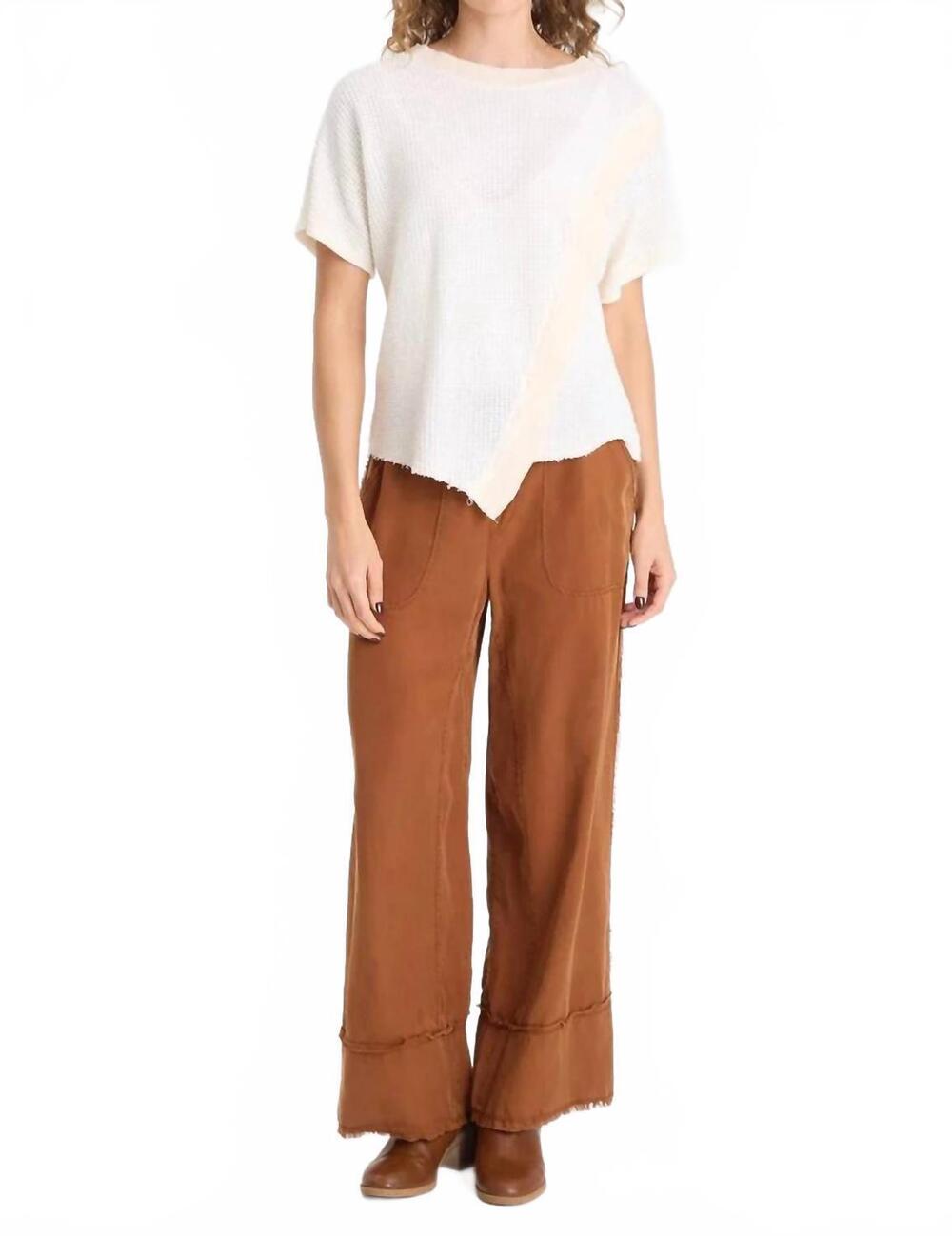 NEW XCVI ursus asymmetric panel pullover top in toasted almond